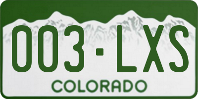CO license plate 003LXS