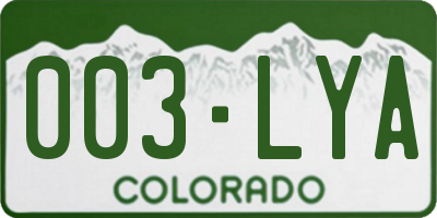 CO license plate 003LYA