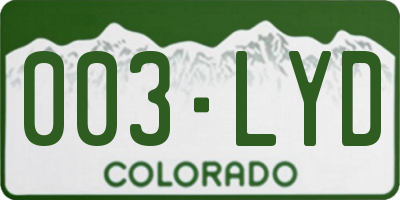 CO license plate 003LYD