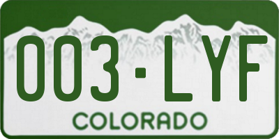 CO license plate 003LYF