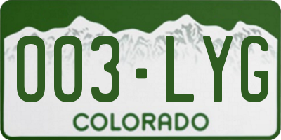 CO license plate 003LYG