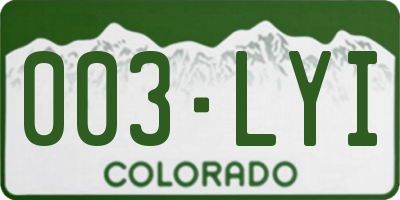 CO license plate 003LYI