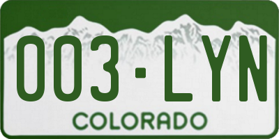 CO license plate 003LYN