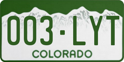 CO license plate 003LYT