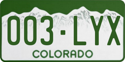 CO license plate 003LYX