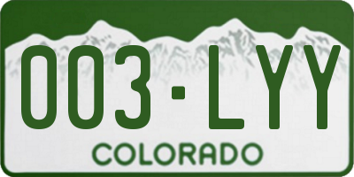 CO license plate 003LYY