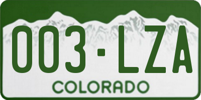 CO license plate 003LZA