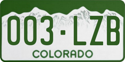CO license plate 003LZB