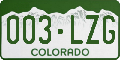 CO license plate 003LZG