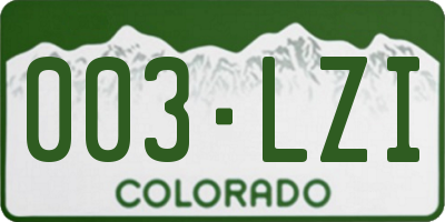 CO license plate 003LZI