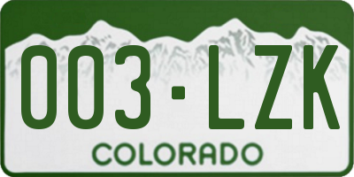 CO license plate 003LZK