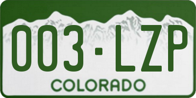 CO license plate 003LZP