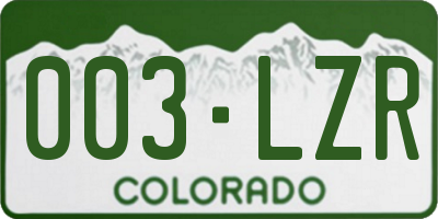 CO license plate 003LZR