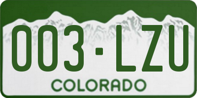 CO license plate 003LZU