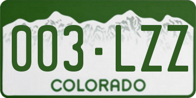 CO license plate 003LZZ