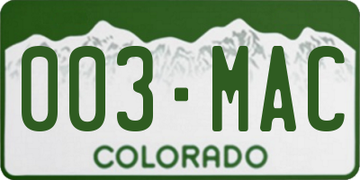 CO license plate 003MAC
