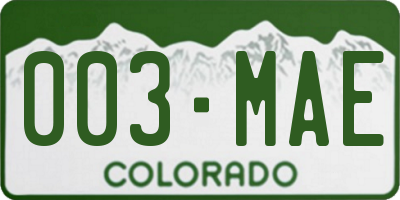 CO license plate 003MAE
