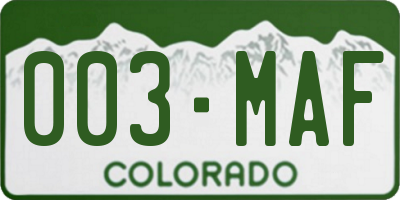 CO license plate 003MAF