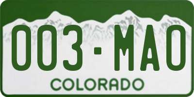 CO license plate 003MAO