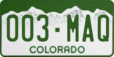 CO license plate 003MAQ