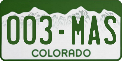 CO license plate 003MAS