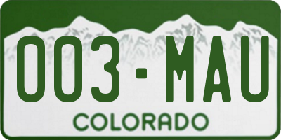CO license plate 003MAU