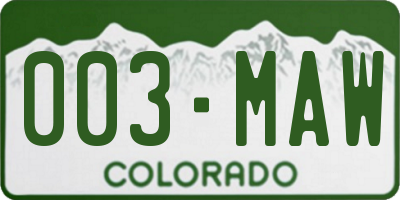CO license plate 003MAW
