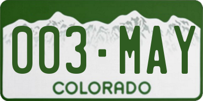 CO license plate 003MAY