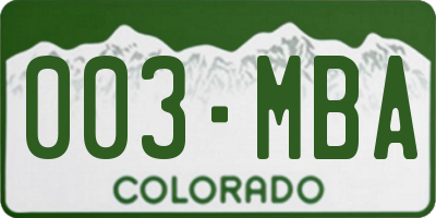 CO license plate 003MBA