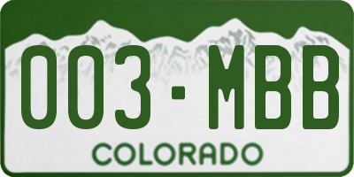 CO license plate 003MBB