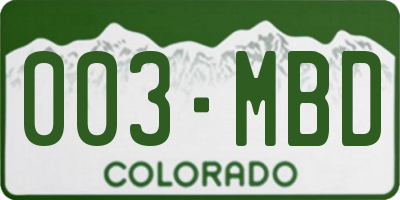 CO license plate 003MBD