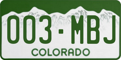 CO license plate 003MBJ