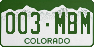 CO license plate 003MBM