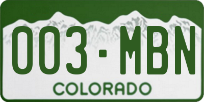 CO license plate 003MBN