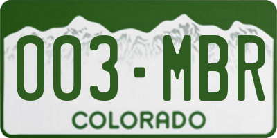 CO license plate 003MBR