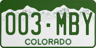 CO license plate 003MBY