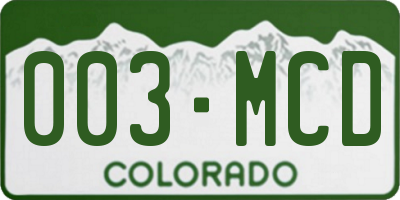 CO license plate 003MCD