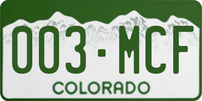 CO license plate 003MCF