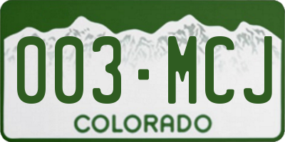 CO license plate 003MCJ