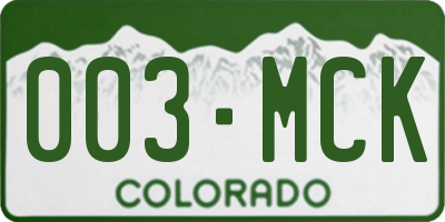 CO license plate 003MCK