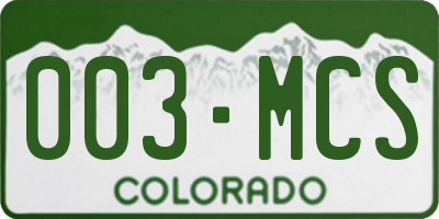 CO license plate 003MCS