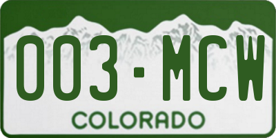 CO license plate 003MCW