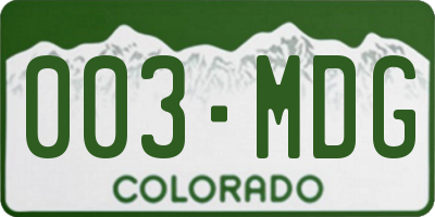 CO license plate 003MDG