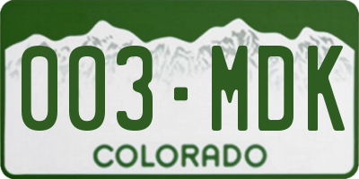 CO license plate 003MDK