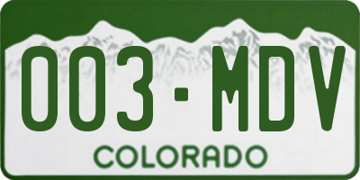 CO license plate 003MDV