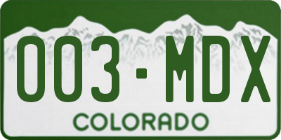CO license plate 003MDX
