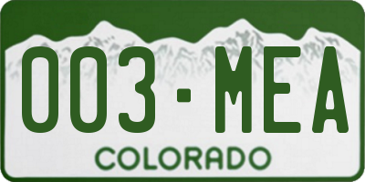 CO license plate 003MEA
