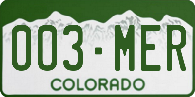 CO license plate 003MER