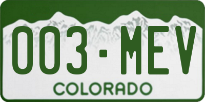 CO license plate 003MEV