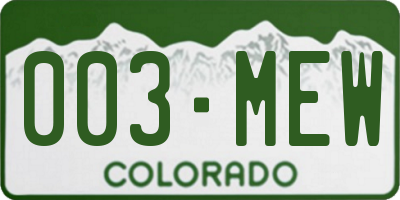 CO license plate 003MEW